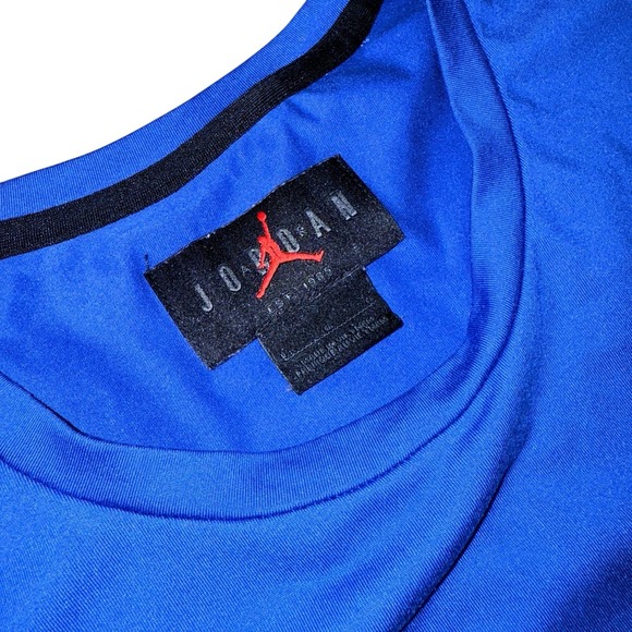 NIKE Jordan MENS LARGE PRE-OWNED Blue Dri-FIT Short Sleeve T-Shirt Athletic Crew - Picture 9 of 15